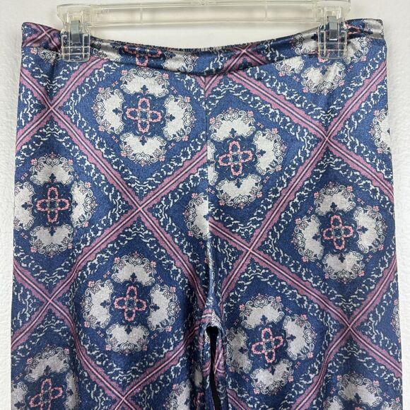 Band Of Gypsies Velvet Floral Mandala Flare Leg Bell Bottom Pants Blue Purple M - Picture 2 of 15